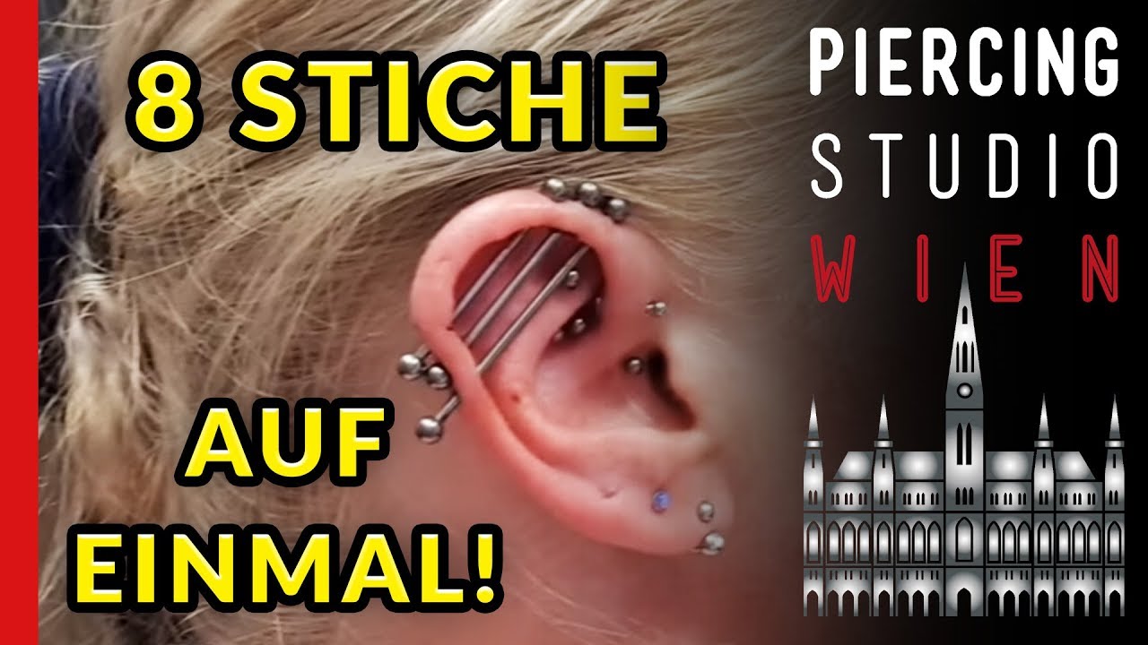 💉 KRASS 💉 3 Industrial Piercings Parallel, Rook & Inner Conch 💉 8 IN 1 💉 Marcs Piercing TV
